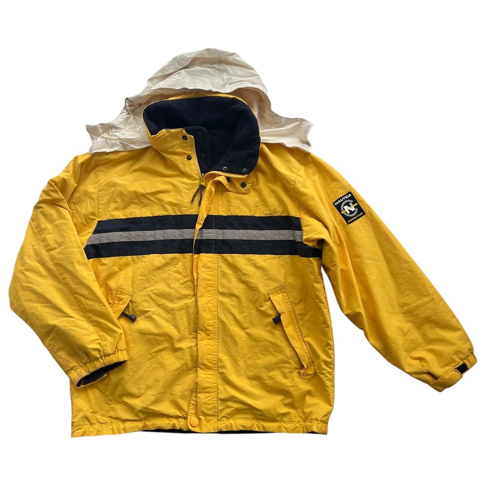 Nautica Competition 2K XL Yellow Navy Reversible Fleece Sailin Reflective Jacket